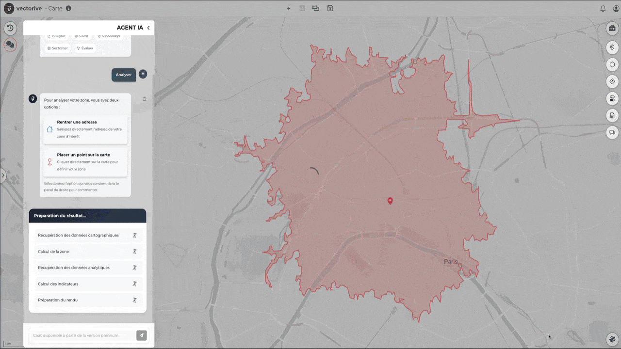 Interface Map Analytix - Analyse de zone de chalandise